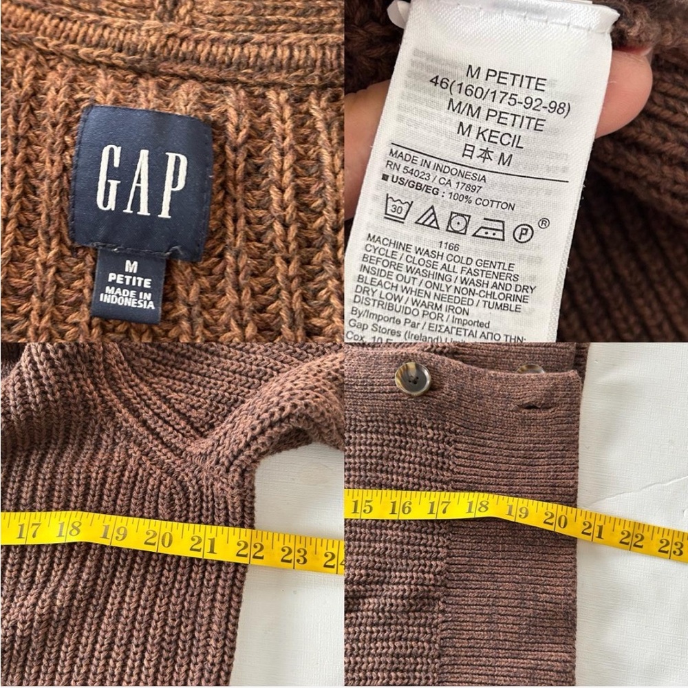 GAP Classic Cotton Rib Cardigan Medium Brown. - Picture 7 of 8